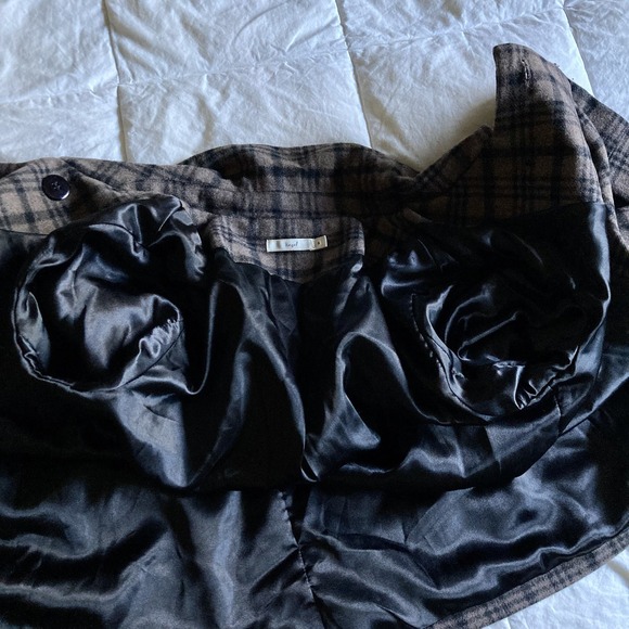 Anthropologie Hazel Double Breast Retro Coat Small Plaid Brown Black 3/4 Sleeve - Picture 8 of 16
